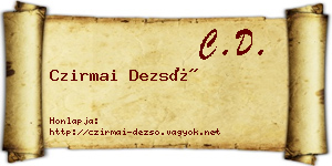 Czirmai Dezső névjegykártya